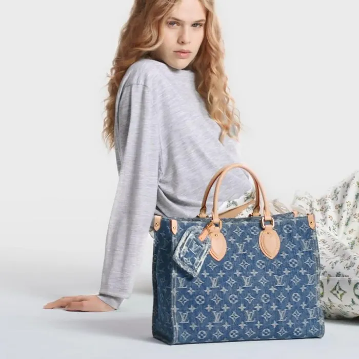 Louis Vuitton M46871 OnTheGo MM Denim Blue 8211 Louis Vuitton Handbag Store Women Louis Vuitton Onthego Bag