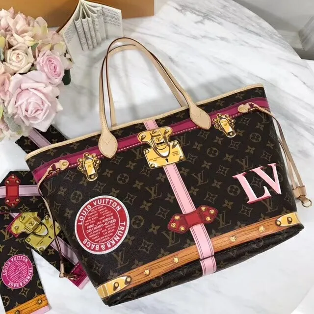 Louis Vuitton Neverfull MM Summer Trunk Monogram M41390 8211 Louis Vuitton Handbag Store Women Louis Vuitton Neverfull Bag