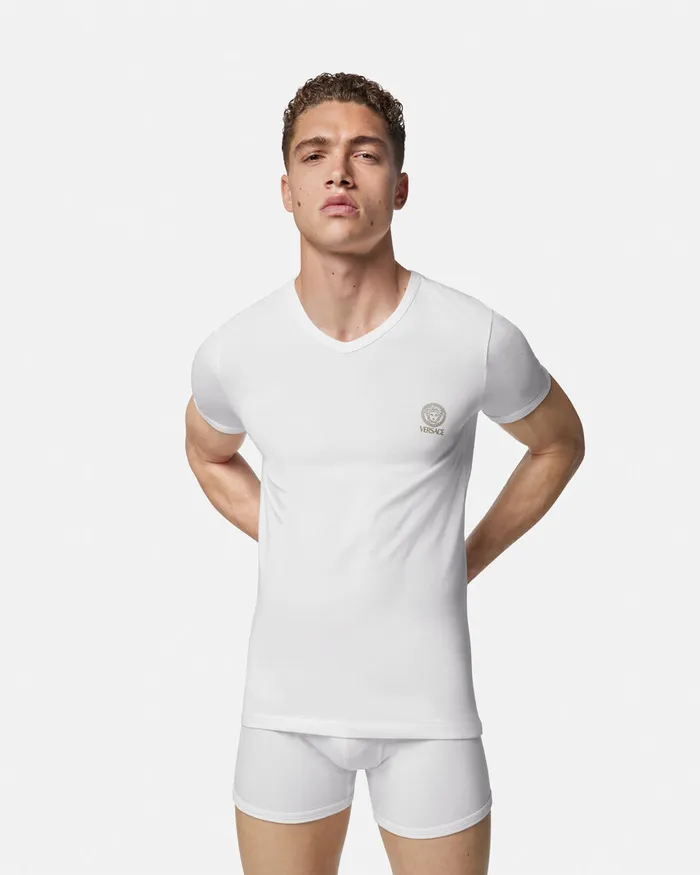 Loungewear and Pajamas Men Versace Medusa Undershirt White