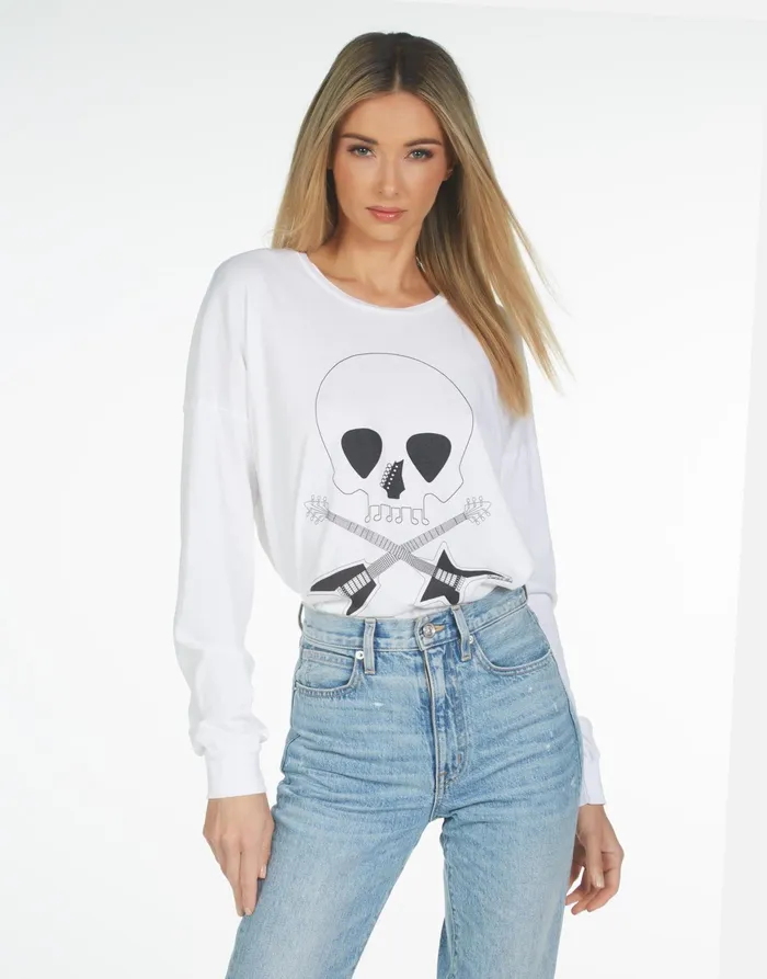 Luella Music Skull White Women039s Lauren Moshi Long Sleeve