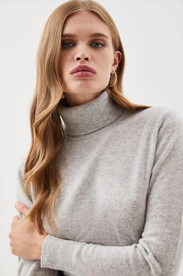 Lydia Millen Cashmere Roll Neck Grey Marl Women Karen Millen Knitwear