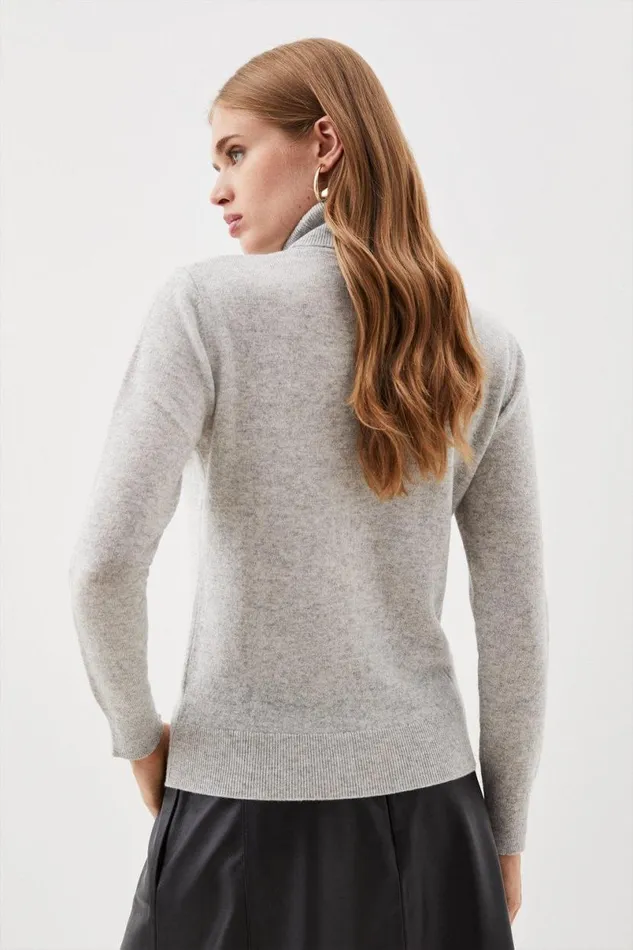 Lydia Millen Cashmere Roll Neck Grey Marl Women Karen Millen Knitwear