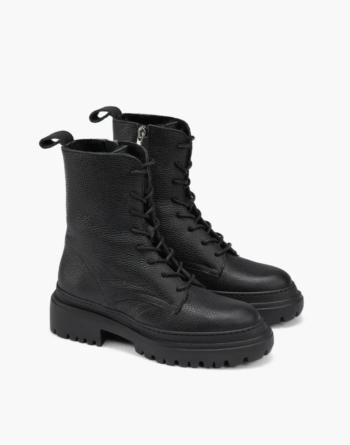 Maguire Shearling Lined Leather Bellagio Lace Up Boots Black Women Madewell Boots