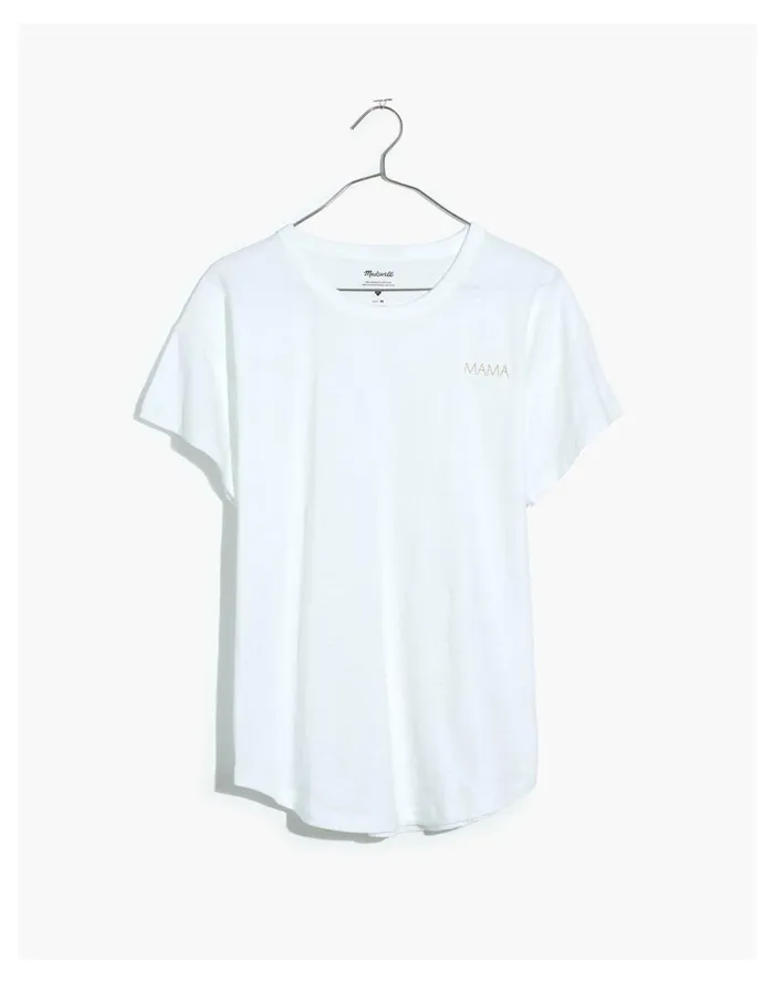 Mama Embroidered Whisper Cotton Rib Crewneck Tee Mama Emb Women Madewell Tees