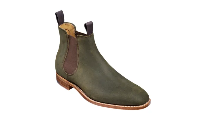 Mansfield 8211 Green Waxy Suede Mens Barker Shoes Mens Boots