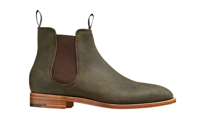 Mansfield 8211 Green Waxy Suede Mens Barker Shoes Mens Boots