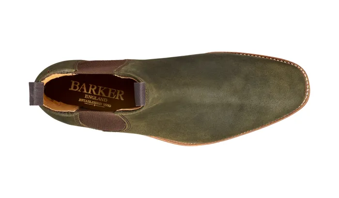 Mansfield 8211 Green Waxy Suede Mens Barker Shoes Mens Boots