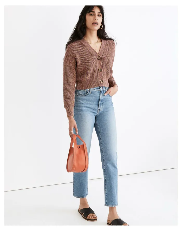 Marled Greywood Crop Cardigan Sweater Spacedye Bouquet Women Madewell Sweaters