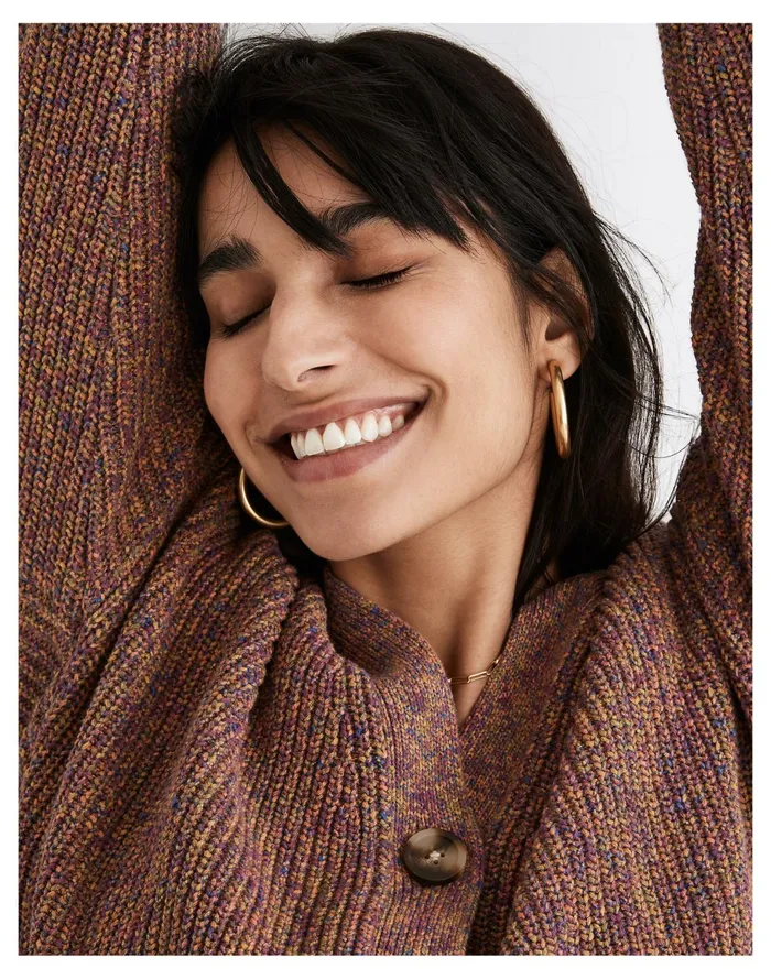 Marled Greywood Crop Cardigan Sweater Spacedye Bouquet Women Madewell Sweaters