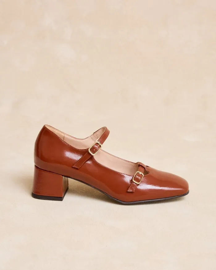 Mary Jane Denim Buckle Garnet Women Polin Et Moi Heels