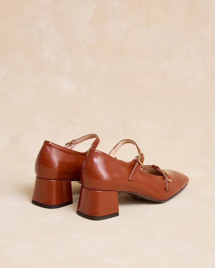 Mary Jane Denim Buckle Garnet Women Polin Et Moi Heels