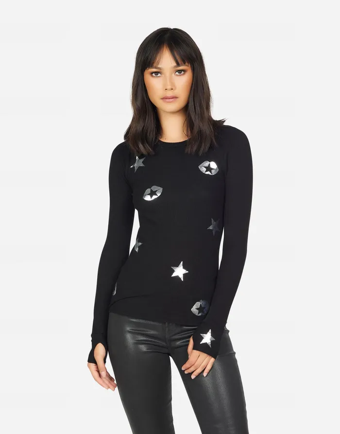 McKinley Star Lip Elements Black Women039s Lauren Moshi Long Sleeve