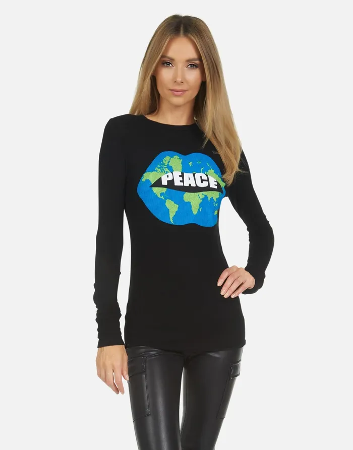 McKinley X World Peace Lips Black Women039s Lauren Moshi Long Sleeve