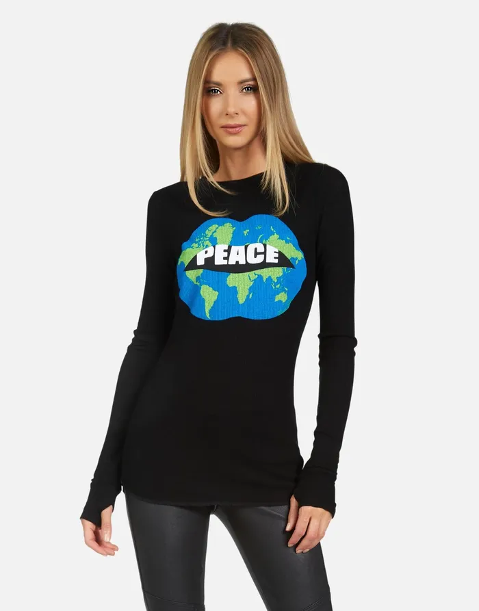 McKinley X World Peace Lips Black Women039s Lauren Moshi Long Sleeve
