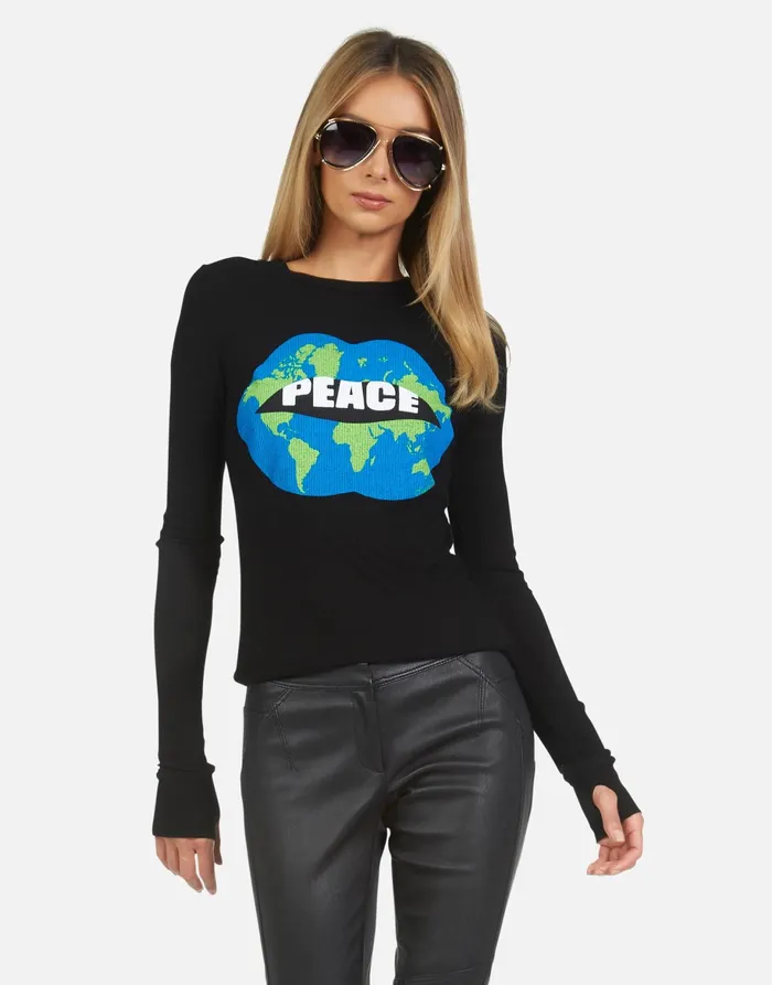 McKinley X World Peace Lips Black Women039s Lauren Moshi Long Sleeve