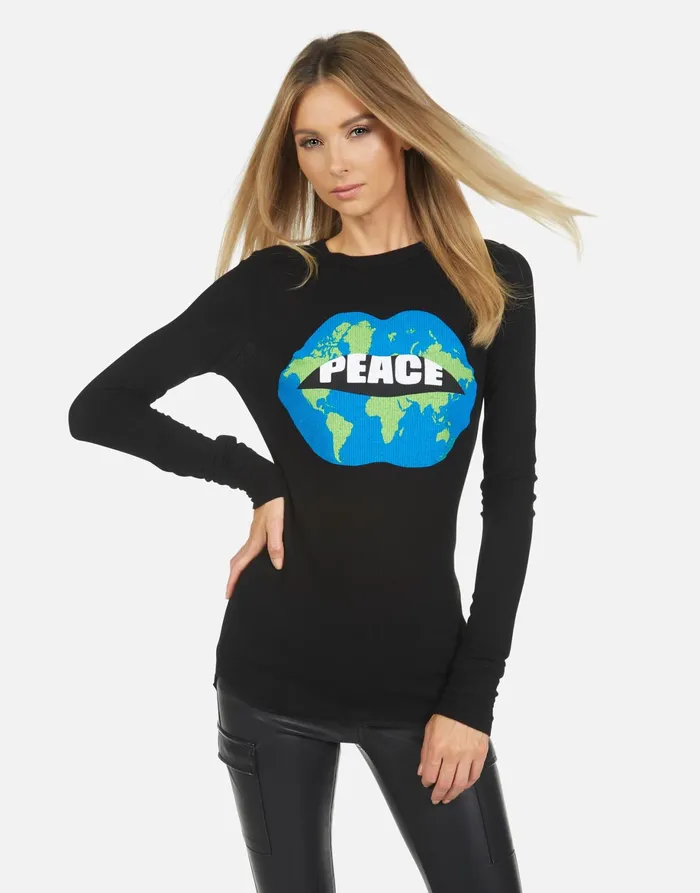 McKinley X World Peace Lips Black Women039s Lauren Moshi Long Sleeve