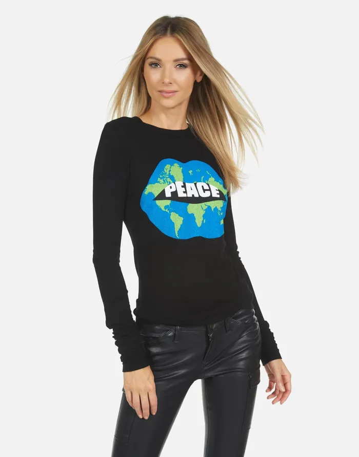 McKinley X World Peace Lips Black Women039s Lauren Moshi Long Sleeve