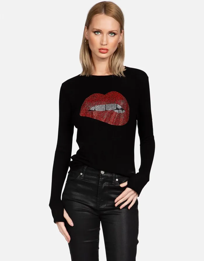 Mckinley XR Crystal Biting Lip Black Women039s Lauren Moshi Long Sleeve