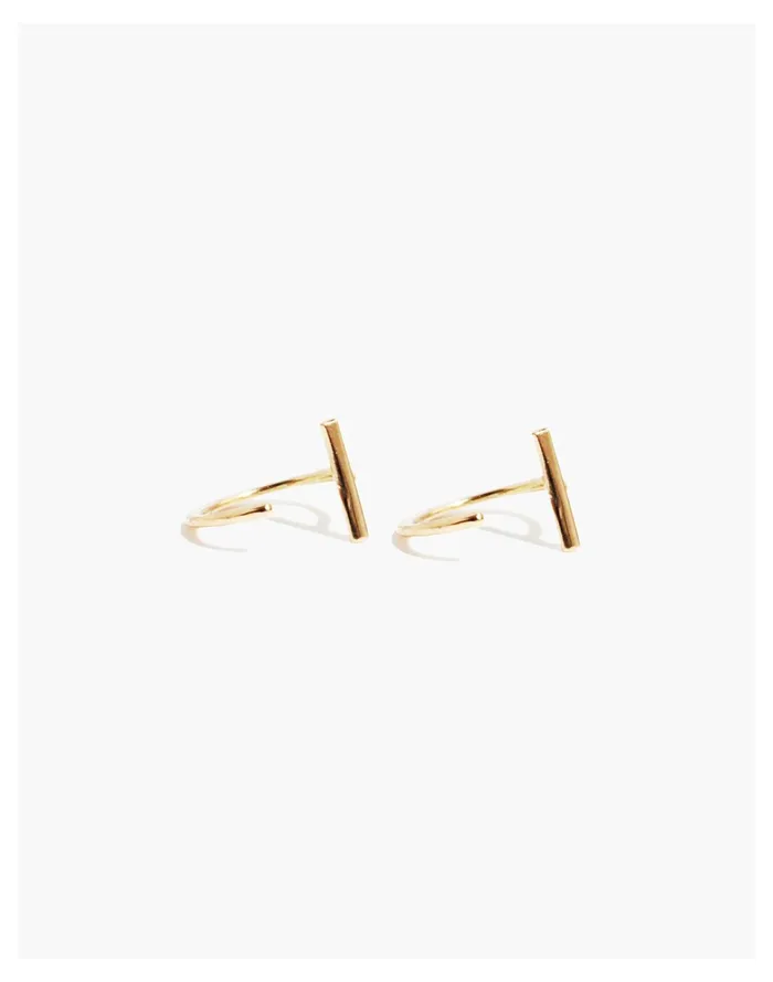 Melissa Joy Manning 14k Gold Bar Hug Hoop Earrings Gold Women Madewell Fine Jewelry