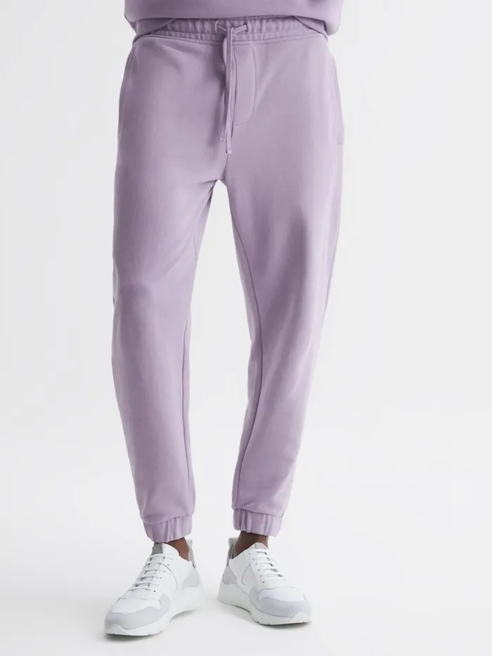 Men Ali Garment Dye Joggers Lilac Reiss Trousers