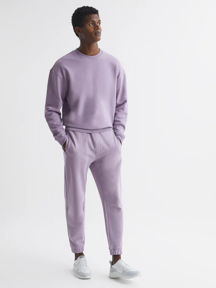 Men Ali Garment Dye Joggers Lilac Reiss Trousers