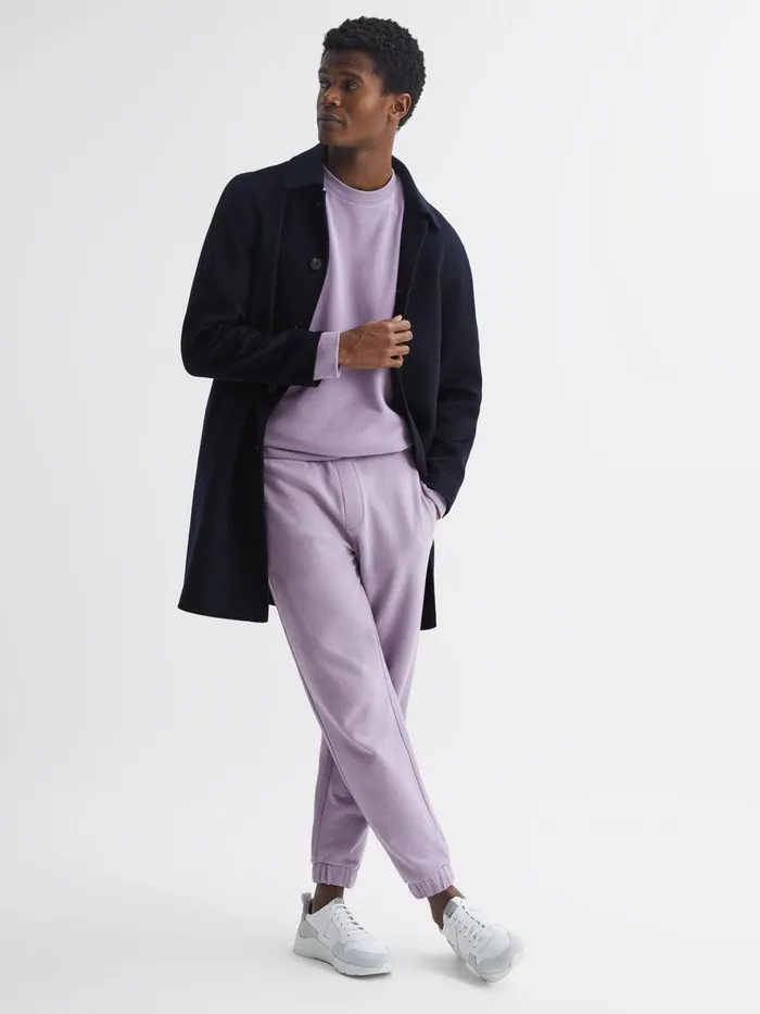 Men Ali Garment Dye Joggers Lilac Reiss Trousers