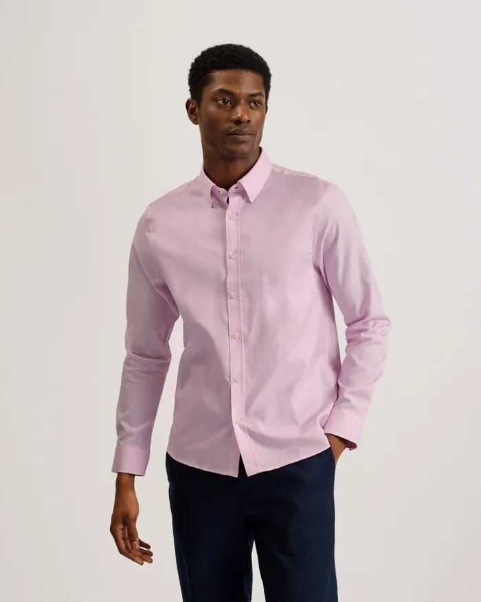 Men ALLARDO 8211 Long Sleeve Cotton Oxford Shirt Light Pink Ted Baker Shirts