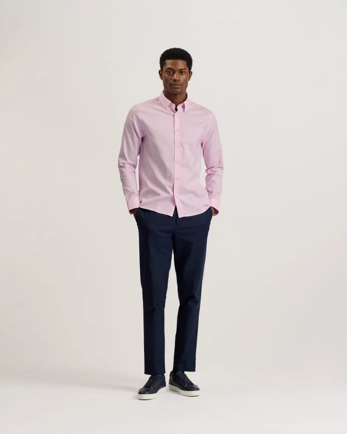 Men ALLARDO 8211 Long Sleeve Cotton Oxford Shirt Light Pink Ted Baker Shirts