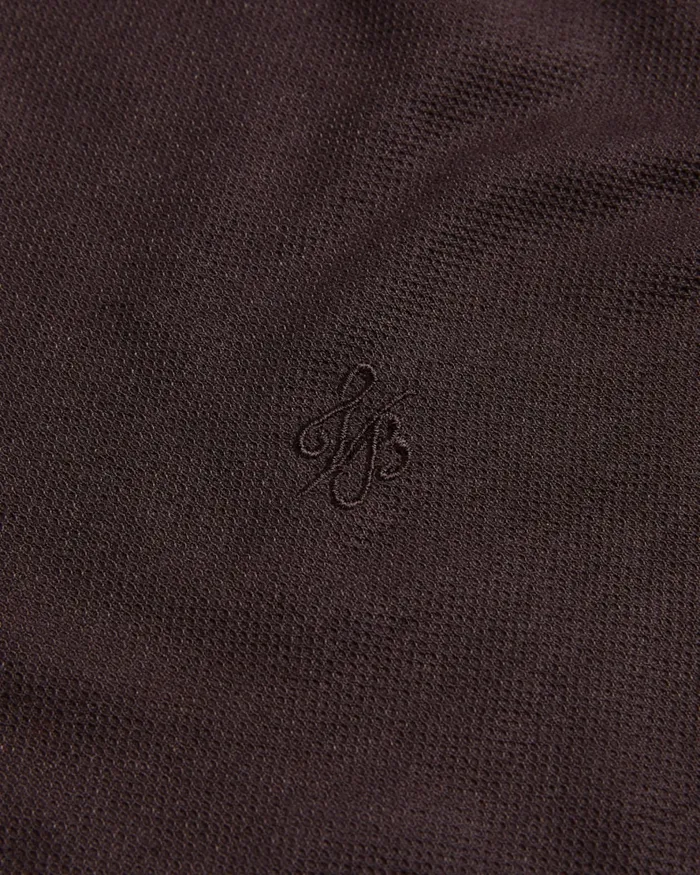 Men AROUE 8211 Short Sleeve Polo Shirt With Suedette Trim Brownchocolate Ted Baker Tops