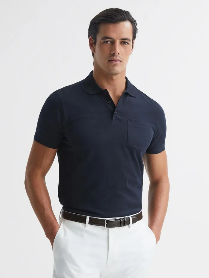 Men Austin Polo Shirt Navy Reiss Polo Shirts