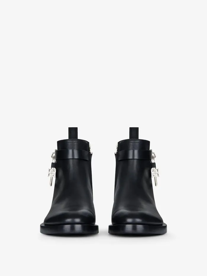 Men Boots and Loafers Givenchy Lock Ankle Boots In Leather Black