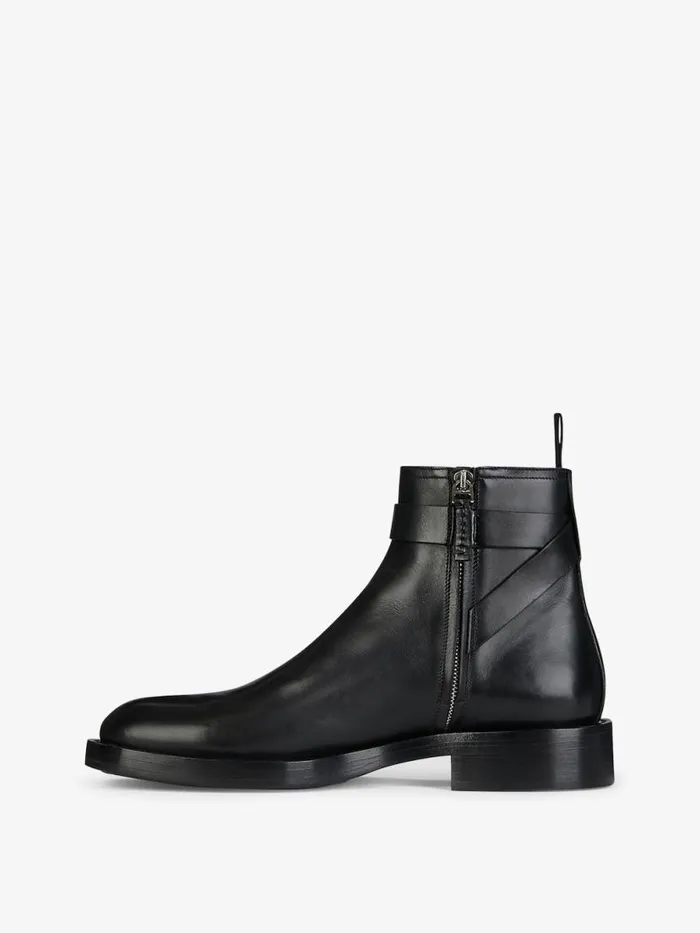 Men Boots and Loafers Givenchy Lock Ankle Boots In Leather Black