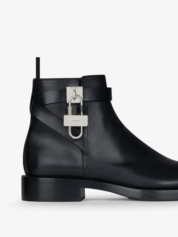 Men Boots and Loafers Givenchy Lock Ankle Boots In Leather Black