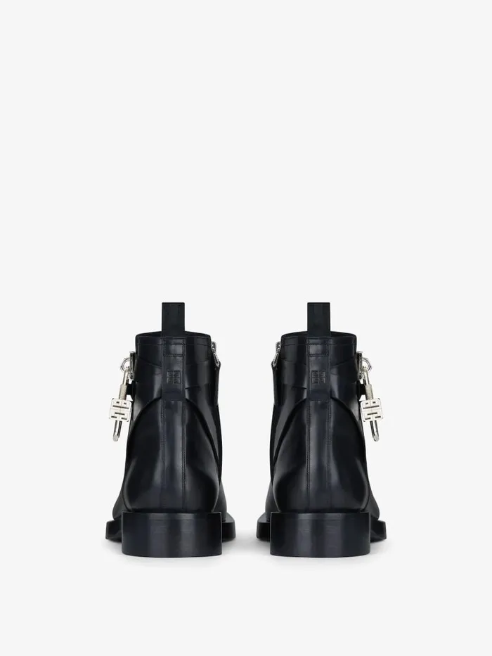 Men Boots and Loafers Givenchy Lock Ankle Boots In Leather Black