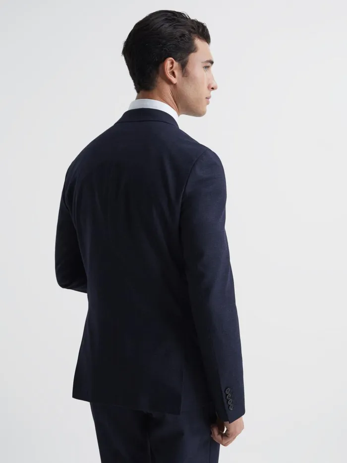 Men Broadgate Double Breasted Prince Of Wales Check Blazer Blue Reiss Suits and Tailoring