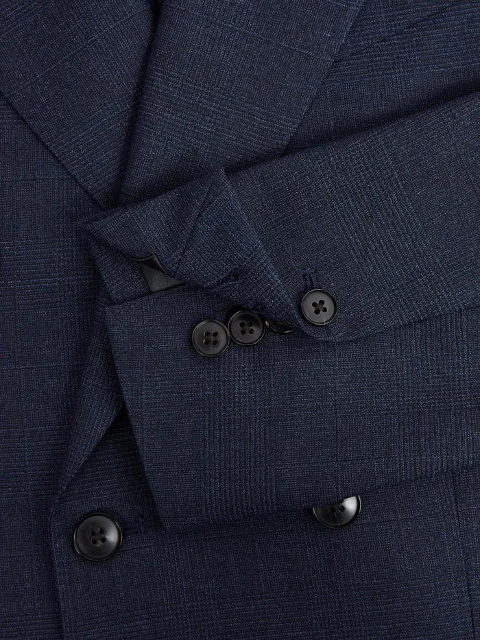 Men Broadgate Double Breasted Prince Of Wales Check Blazer Blue Reiss Suits and Tailoring