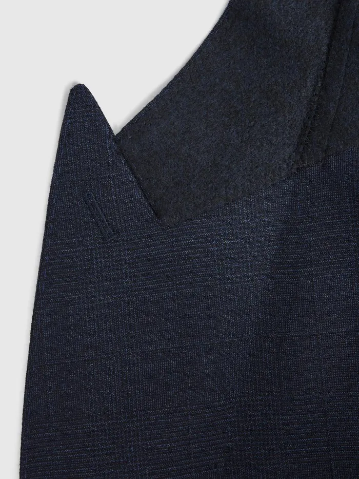 Men Broadgate Double Breasted Prince Of Wales Check Blazer Blue Reiss Suits and Tailoring