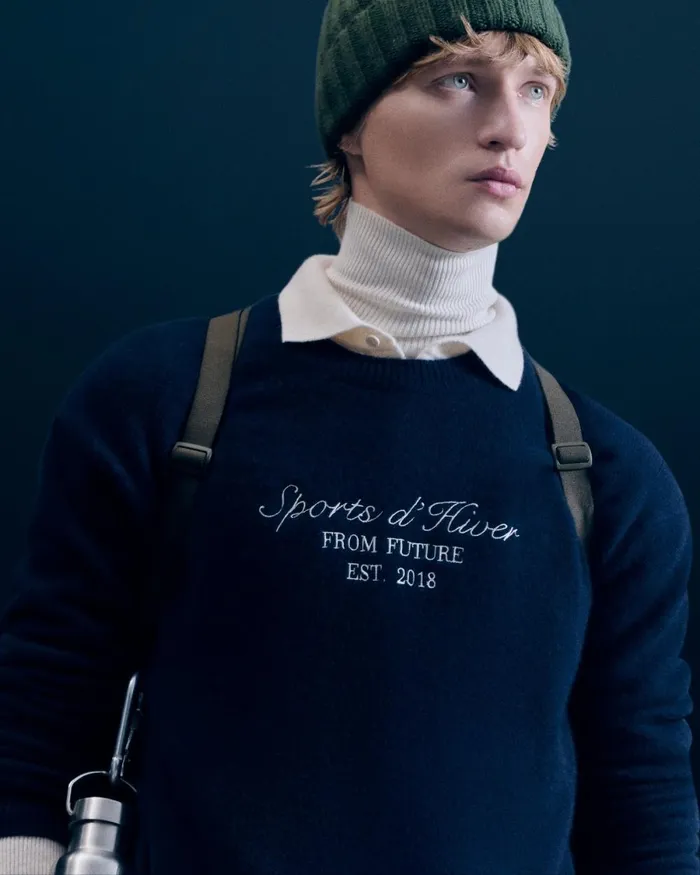 Men Cashmere Sweaters From Future Courchevel Crewneck Sweater Navy