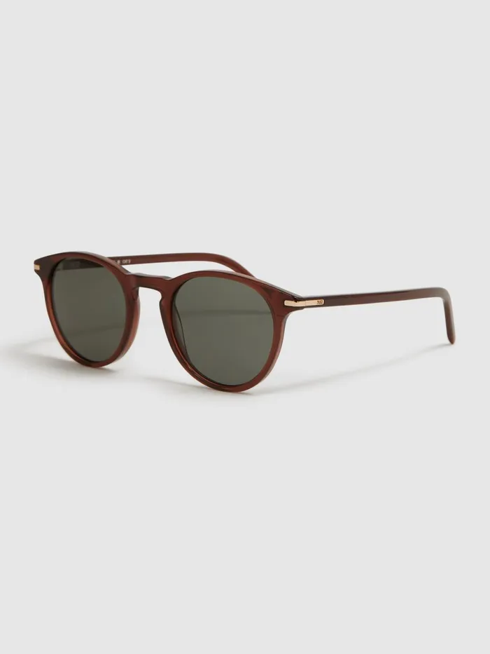 Men Caylen Paige Round Acetate Frame Sunglasses Brown Reiss Sunglasses