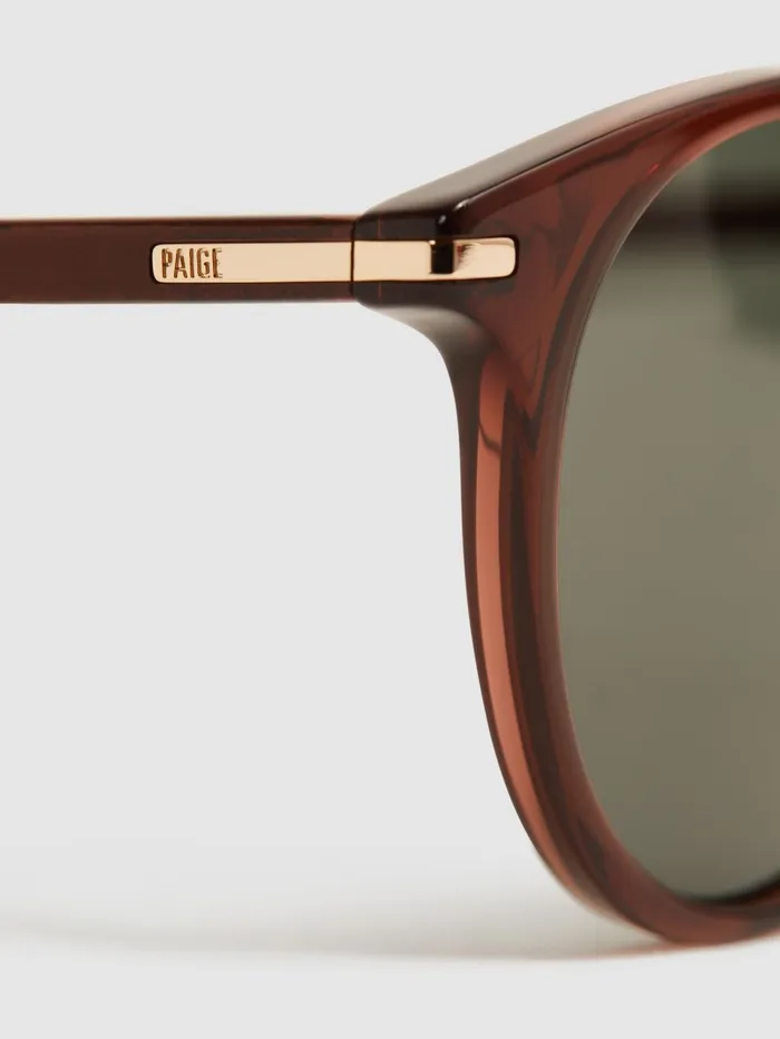 Men Caylen Paige Round Acetate Frame Sunglasses Brown Reiss Sunglasses
