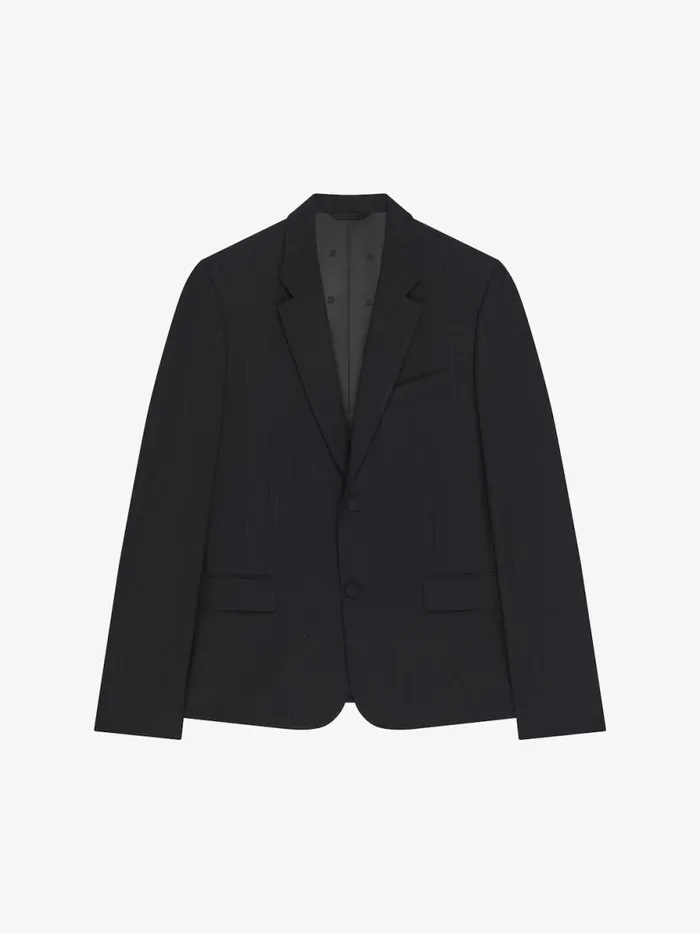 Men Coats and Jackets Givenchy Jacket In Wool With Lurex Stripes Black