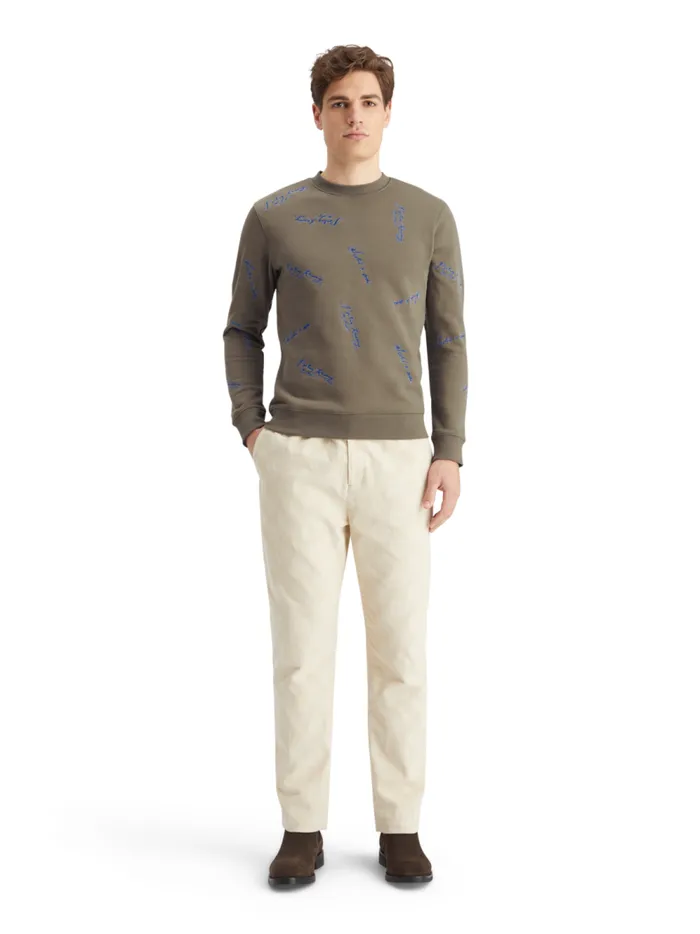 Men Embroidered Sweatshirt Poetry Reading Aop Scotch and Soda Sweatshirts and Hoodies