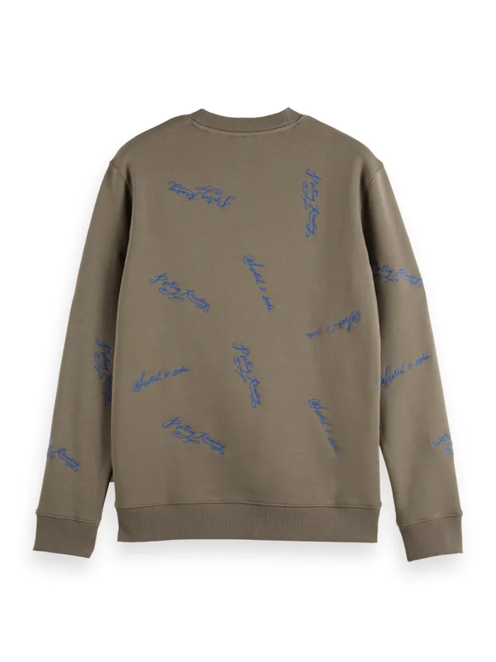 Men Embroidered Sweatshirt Poetry Reading Aop Scotch and Soda Sweatshirts and Hoodies