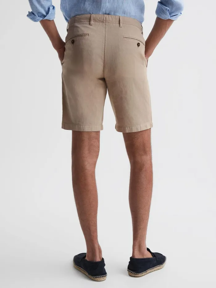 Men Ezra CottonLinen Blend Shorts Navy Reiss Shorts