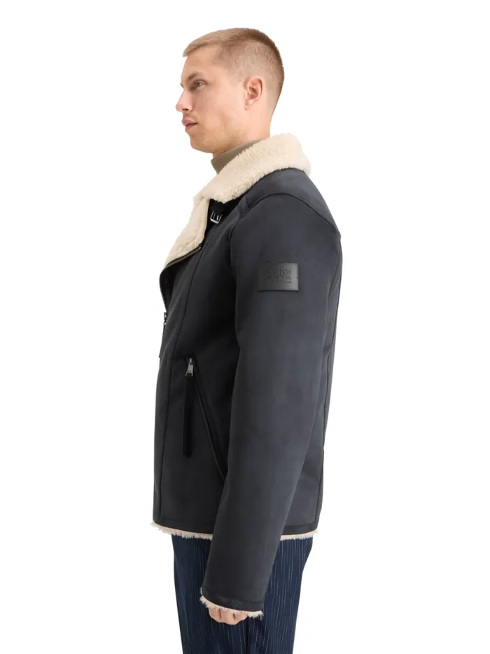 Men FAUX SHEERLING JACKET Black Scotch and Soda Jackets and Coats