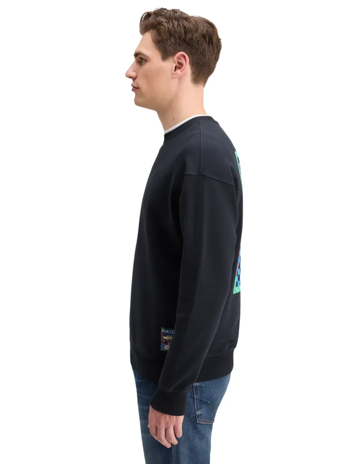 Men FRONT BACK ARTWORK SWEATSHIRT Black Scotch and Soda Sweatshirts and Hoodies