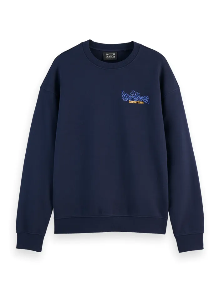 Men FRONT BACK ARTWORK SWEATSHIRT Black Scotch and Soda Sweatshirts and Hoodies