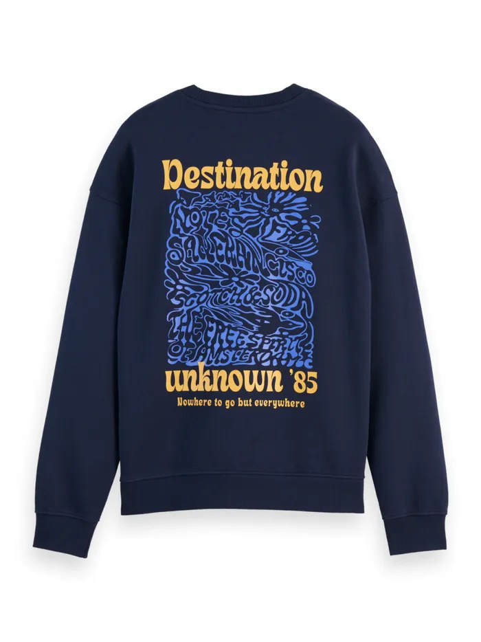 Men FRONT BACK ARTWORK SWEATSHIRT Black Scotch and Soda Sweatshirts and Hoodies