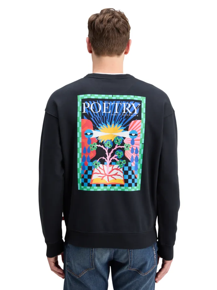 Men FRONT BACK ARTWORK SWEATSHIRT Black Scotch and Soda Sweatshirts and Hoodies