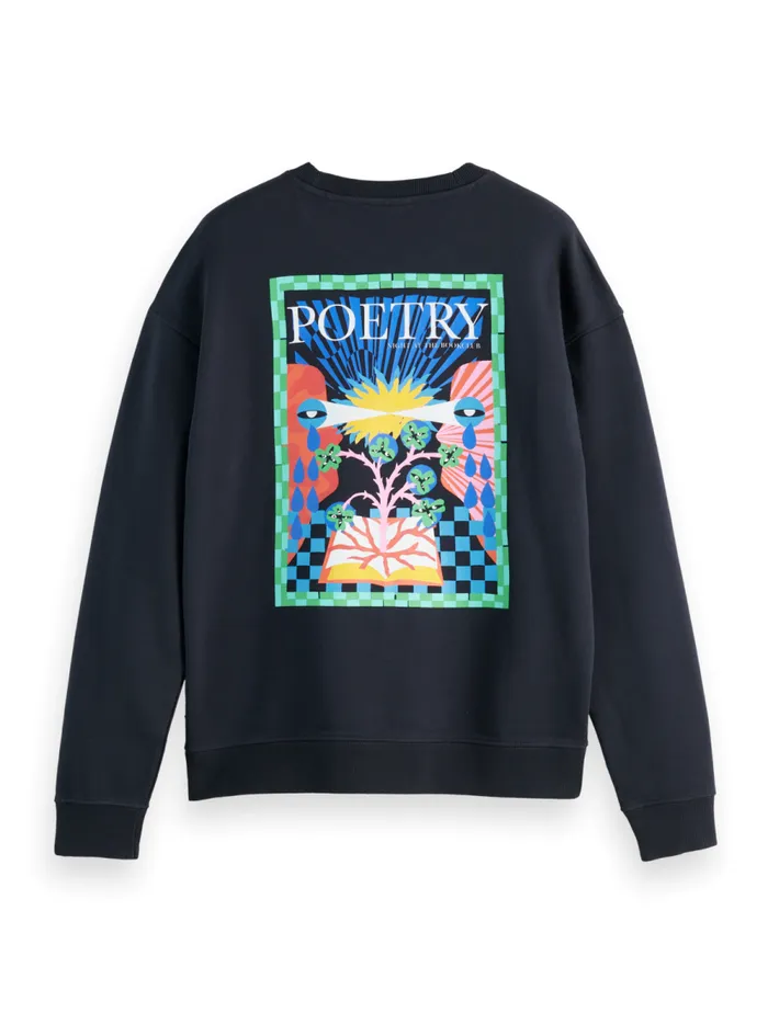Men FRONT BACK ARTWORK SWEATSHIRT Black Scotch and Soda Sweatshirts and Hoodies
